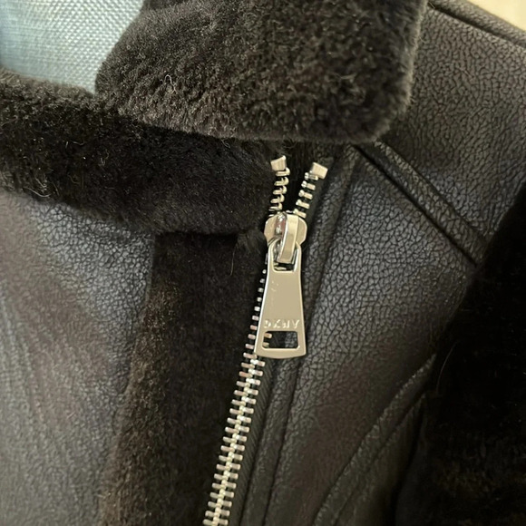 DKNY Wool Faux Fur Long Coat Zipper Closure, Size S - Picture 11 of 14